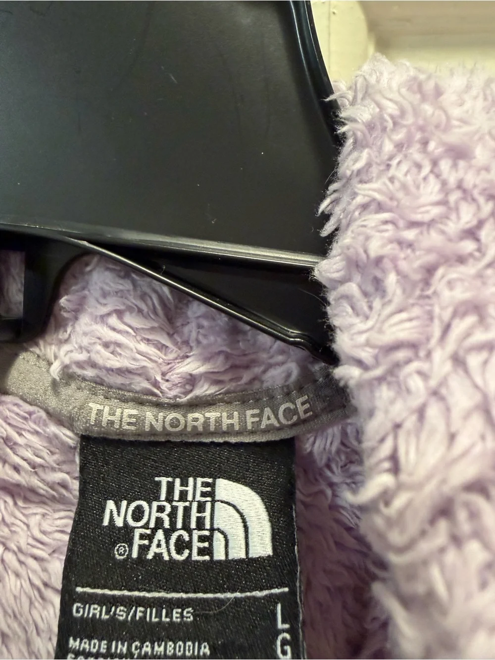 The North Face Kids Lavender Hooded Fleece Jacket with Gray Accents